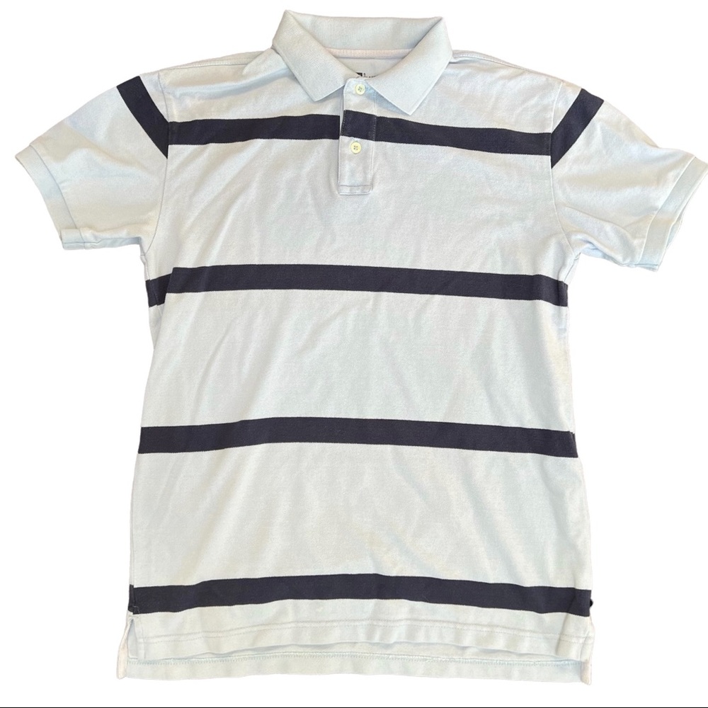 Gap Mens Shirt Short Sleeve Polo Navy Blue Stripes Classic Fit Size Small